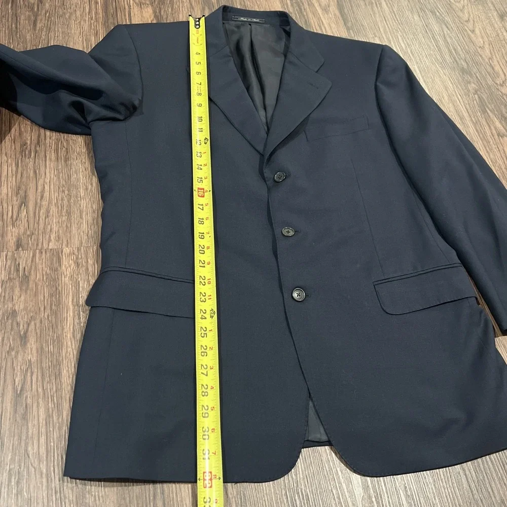Ermenegildo Zegna Blazer Mens 44R EU54 worsted Super 100's Navy Made In Italy